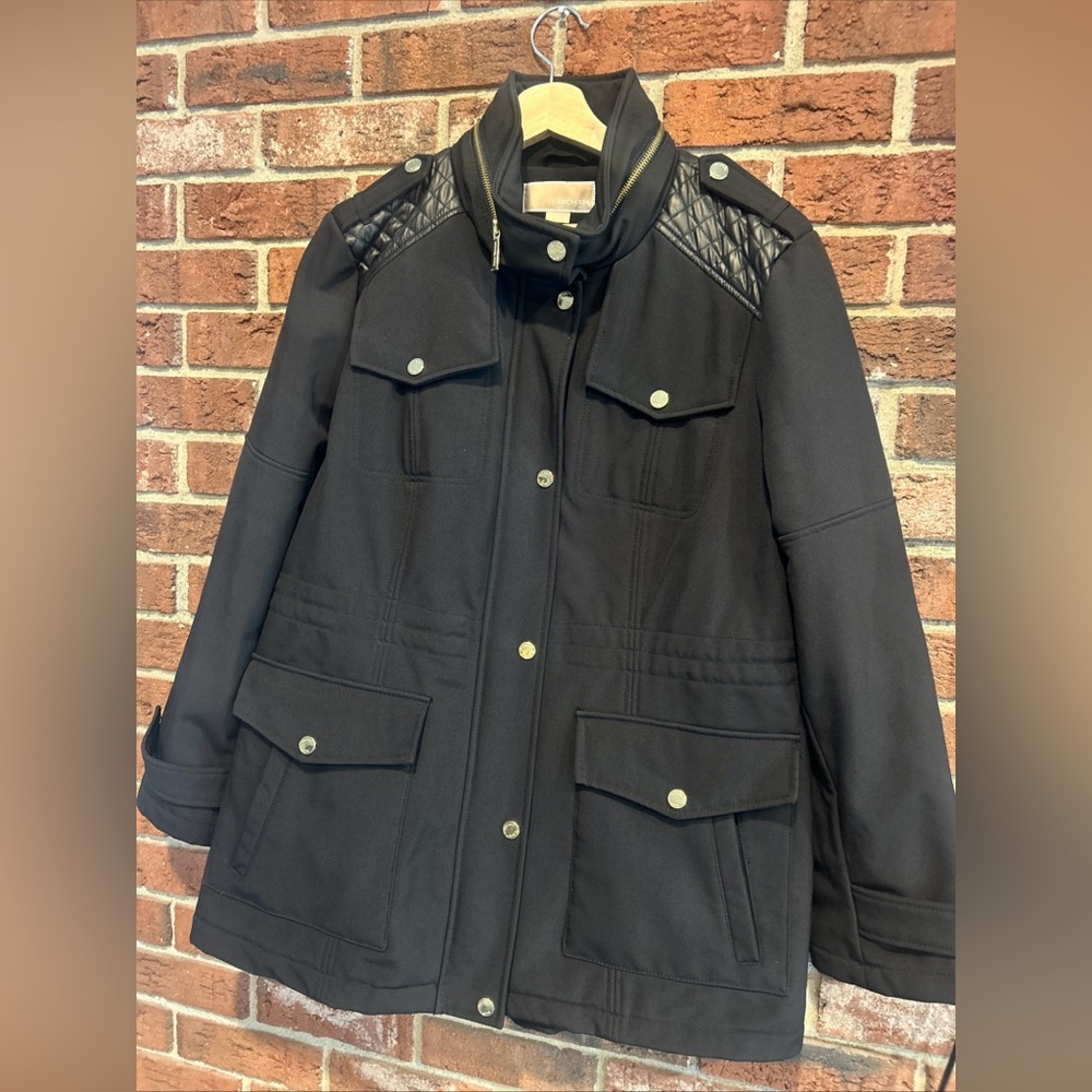 ⭐️ SOLD ⭐️ Michael Kors Black Utility Jacket with Quilted Shoulders